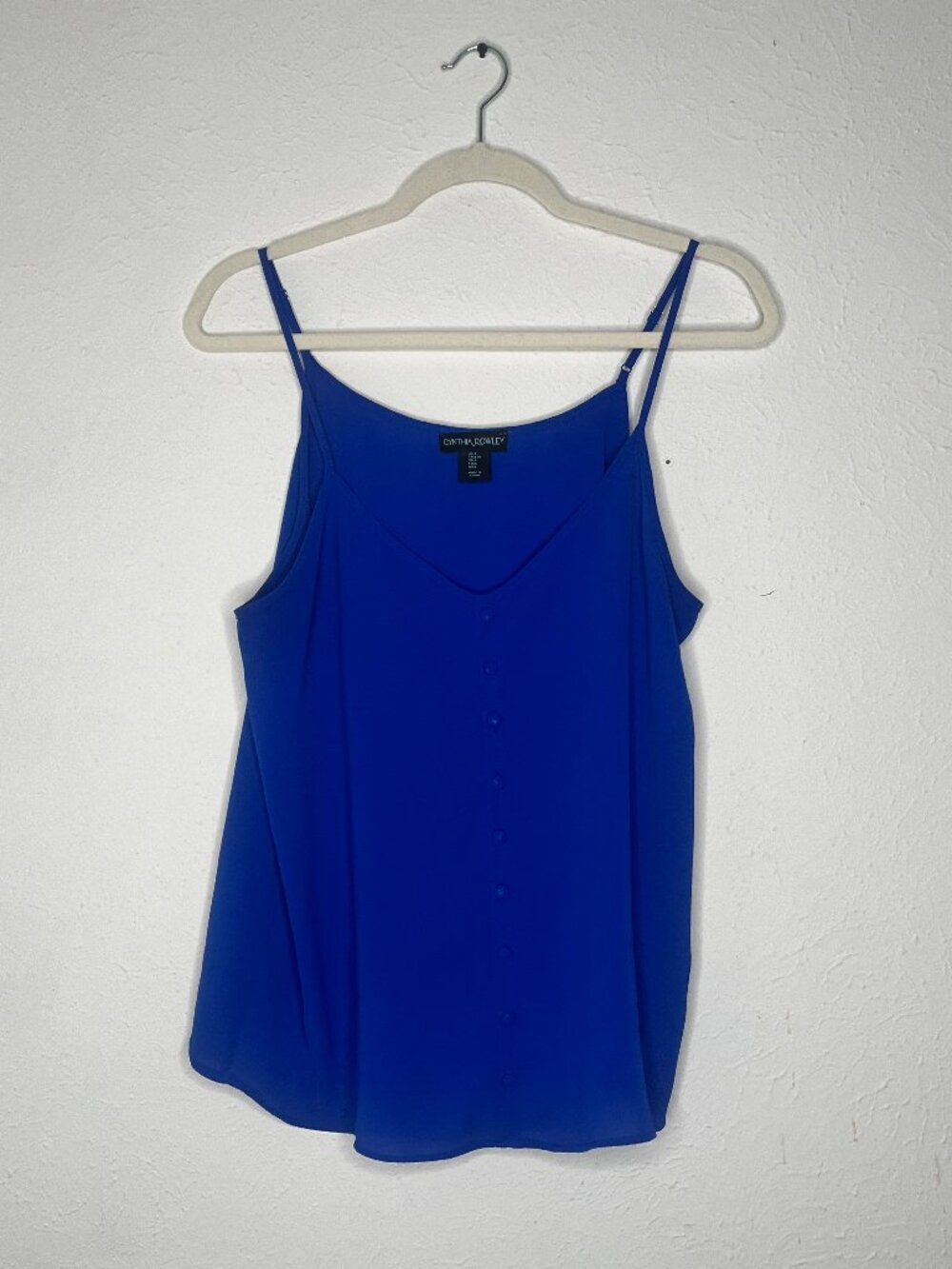 Womens Cynthia Rowley Blue Sleeveless V-neck Camisole Blouse Size Large